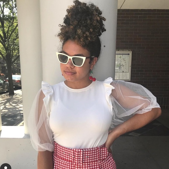 Forever 21 Tops - Ruffle Mesh Trim Top